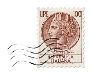 Francobollo Italia Turrita 100 Lire con annullo