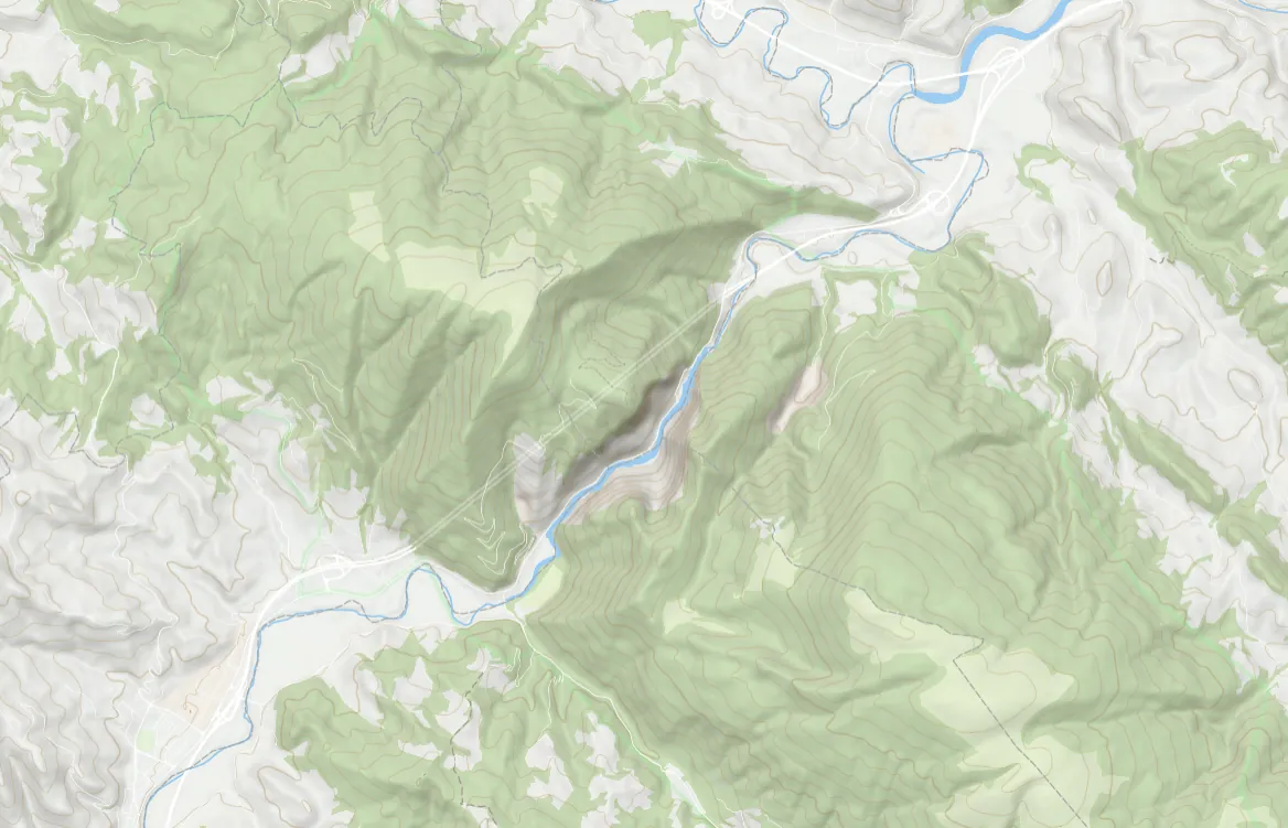Mappa topografica di un territorio interno italiano
